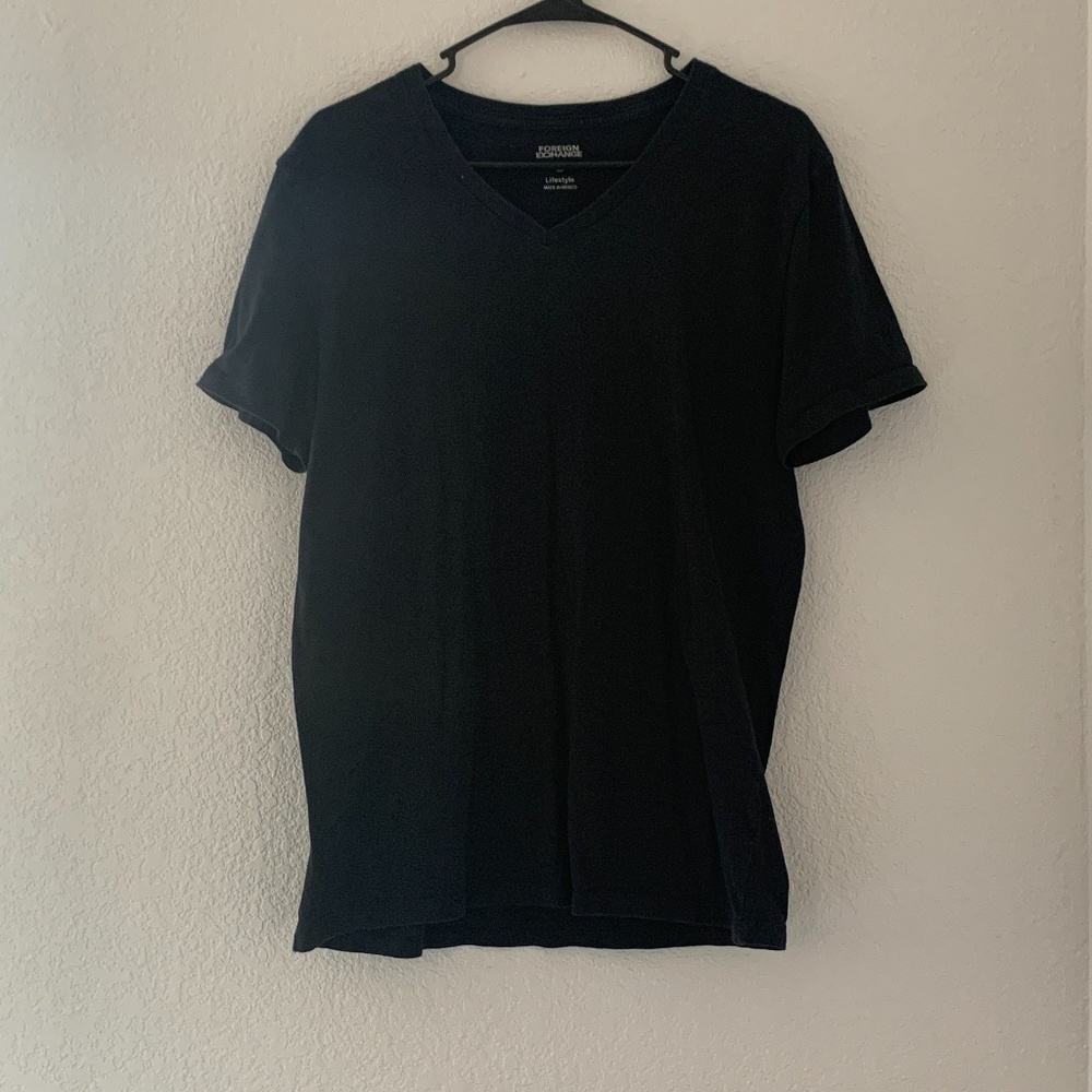 Foreign Exchange Black V Neck Tee Shirt